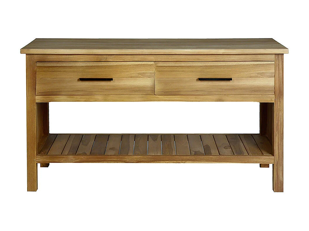 Mueble de baño de madera de teca maciza de 135 cm