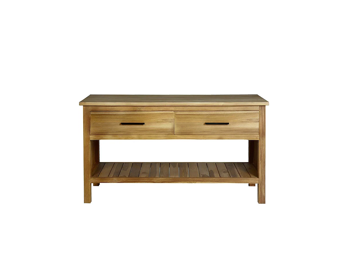 Meuble de salle de bain en teck massif 135 cm