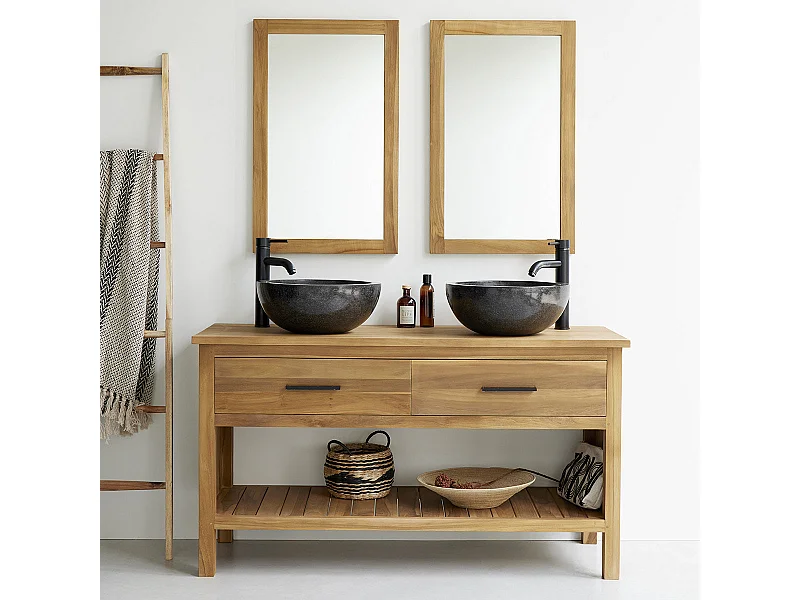 Mueble de baño de madera de teca maciza de 135 cm