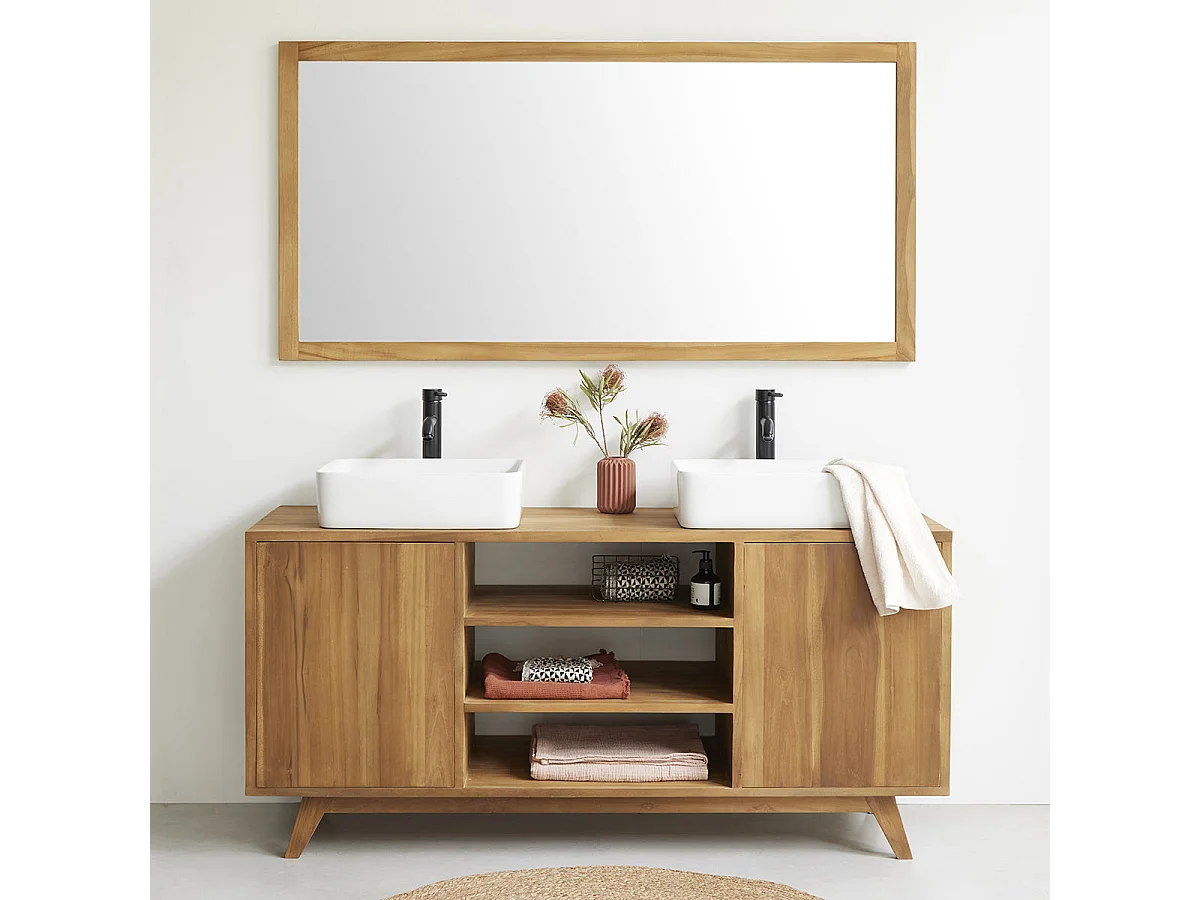 Meuble de salle de bain en teck massif 160 cm