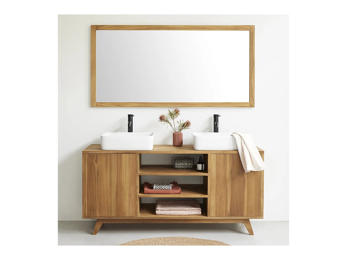 Mobile doppio lavabo in teak massello 160 cm