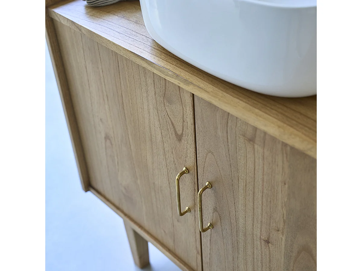 Mueble de baño de madera de mindi maciza de 90 cm