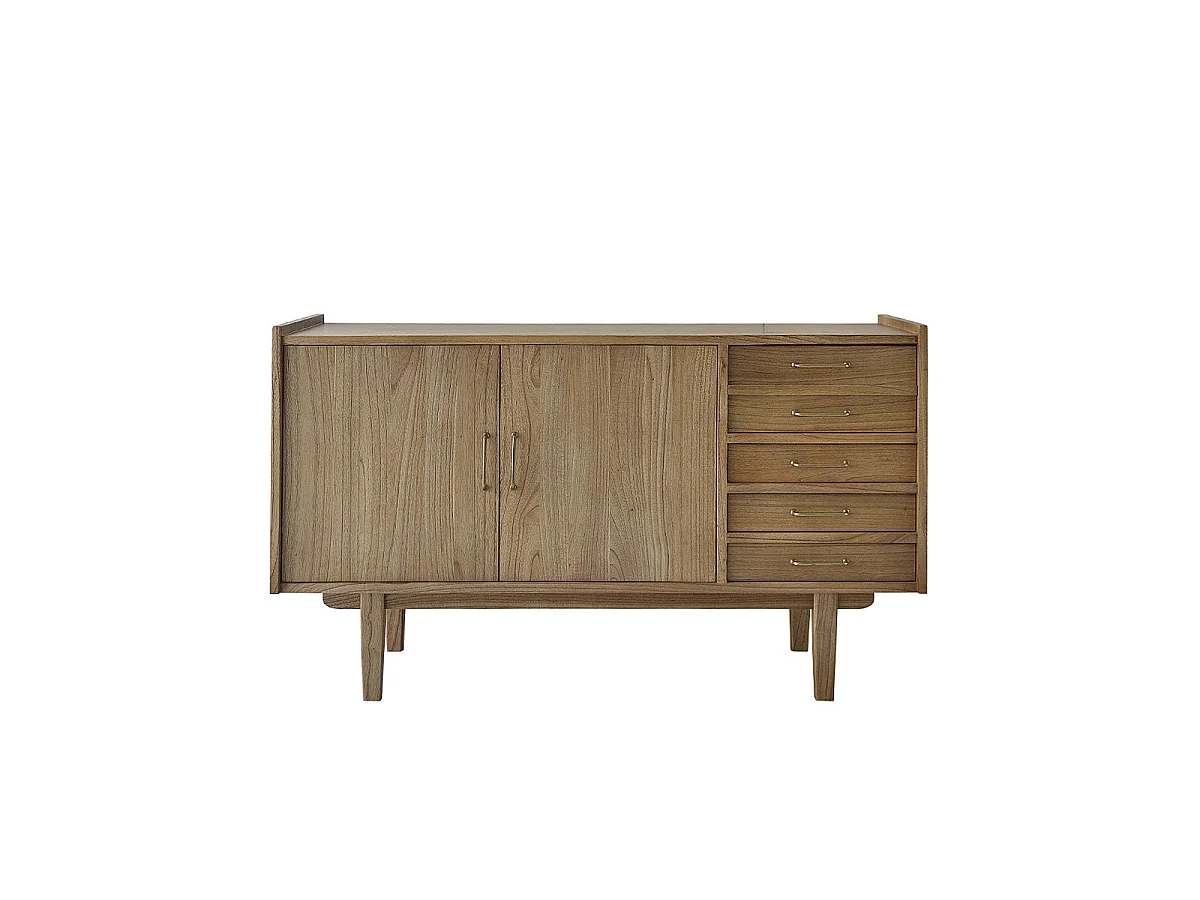 Mueble de lavabo doble de mindi macizo 135 cm