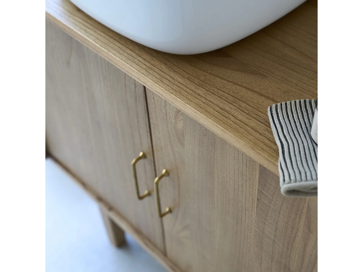 Mueble de lavabo doble de mindi macizo 135 cm