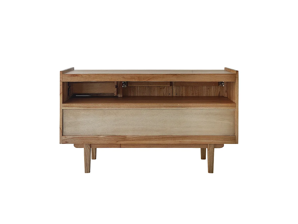 Mueble de lavabo doble de mindi macizo 135 cm