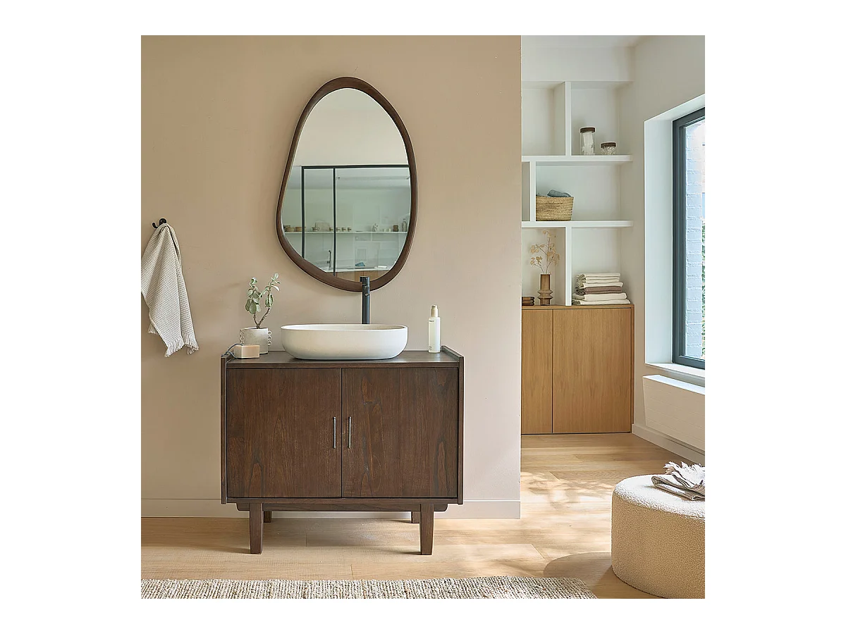 Meuble de salle de bain en mindi massif 90 cm