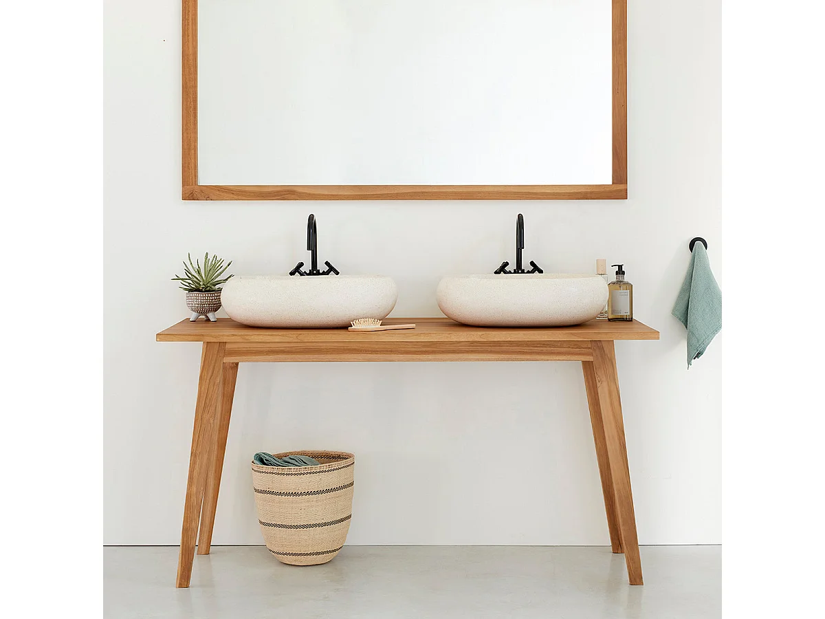 Meuble de salle de bain en teck massif 150 cm