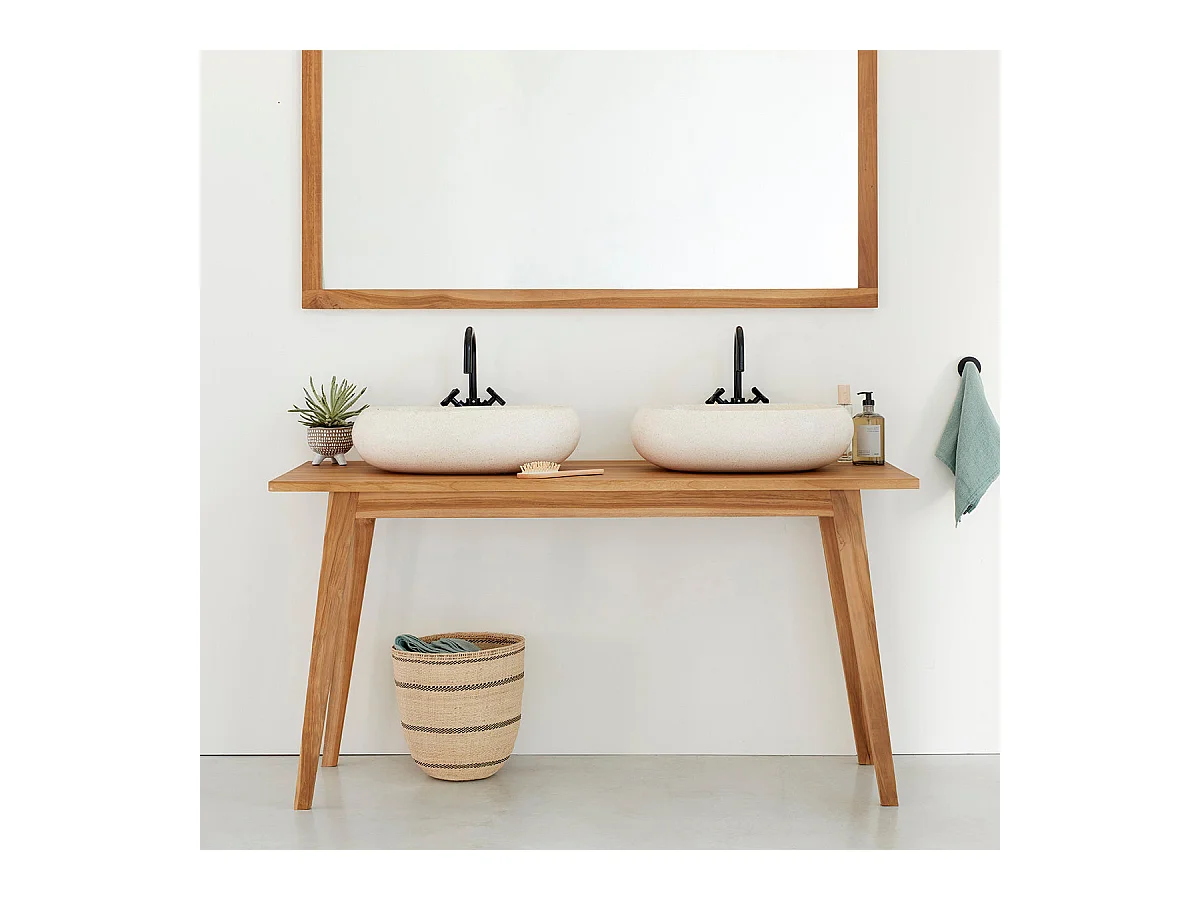 Meuble de salle de bain en teck massif 150 cm