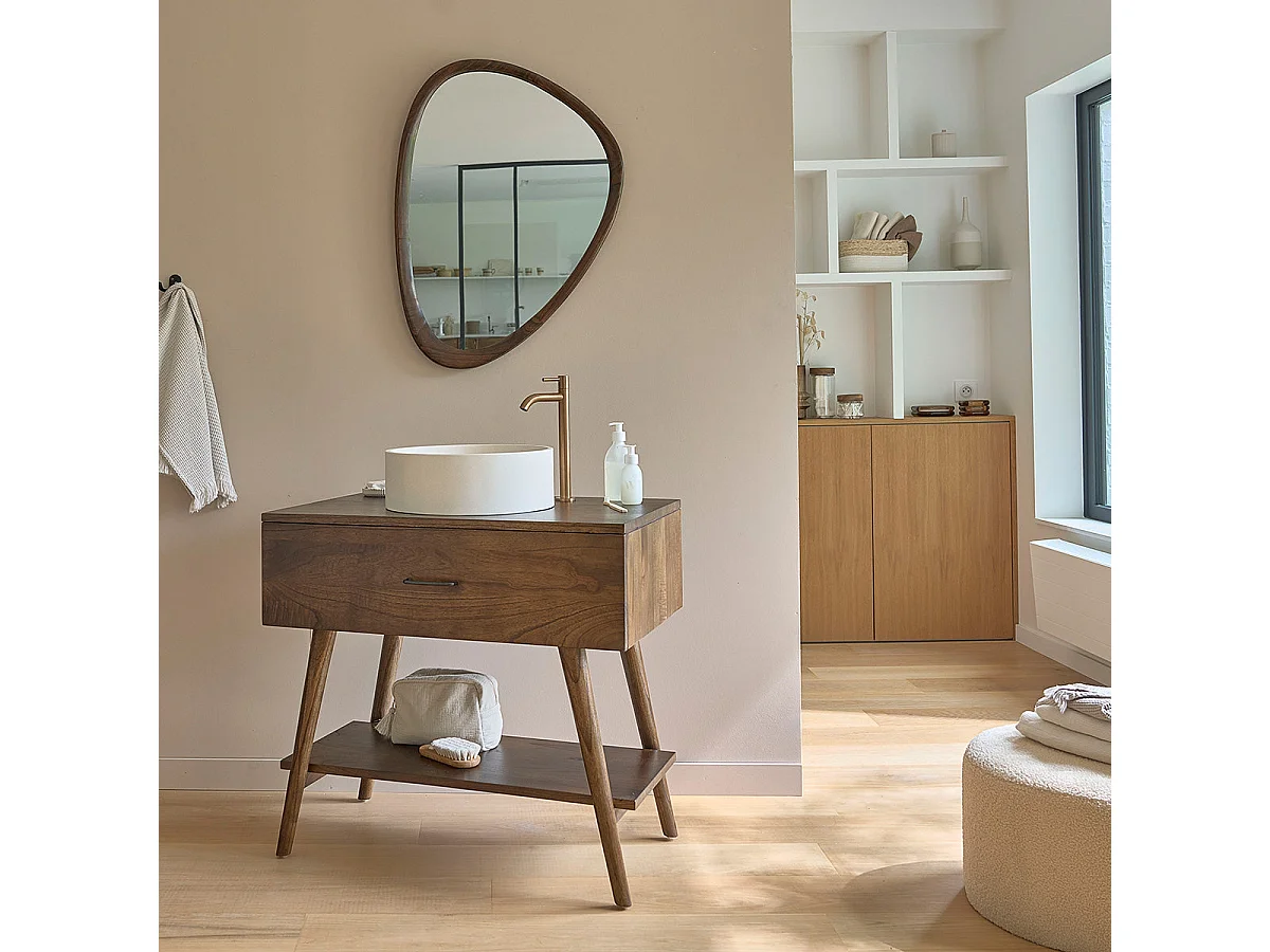Mueble de baño de madera de mindi maciza de 80 cm