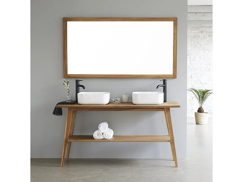 Meuble de salle de bain en teck massif 150 cm