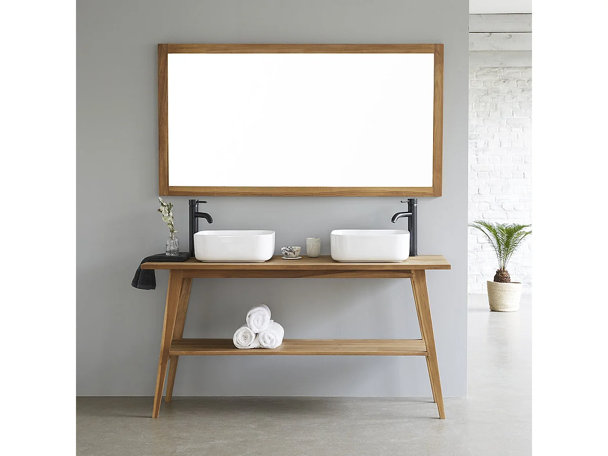 Mobile doppio lavabo in massello di teak 150 cm
