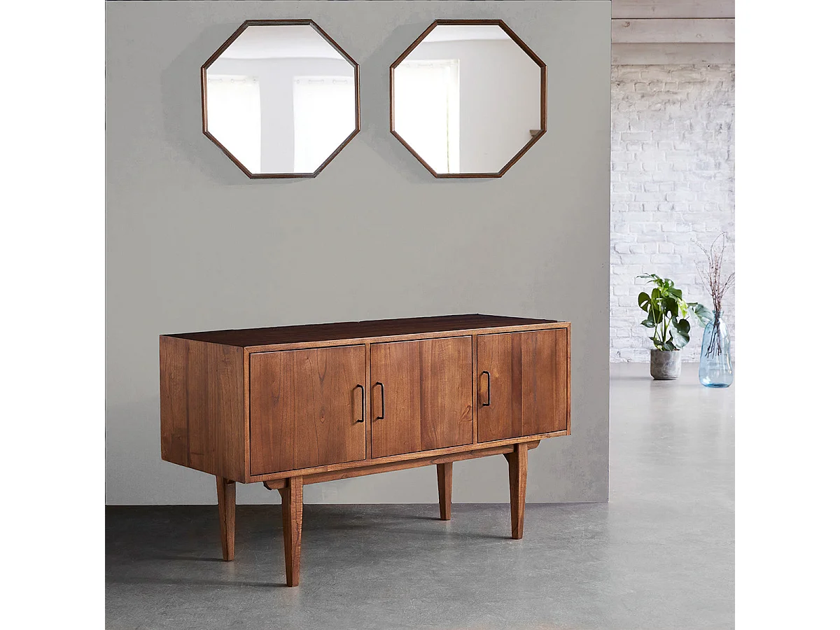 Meuble de salle de bain en mindi massif 135 cm