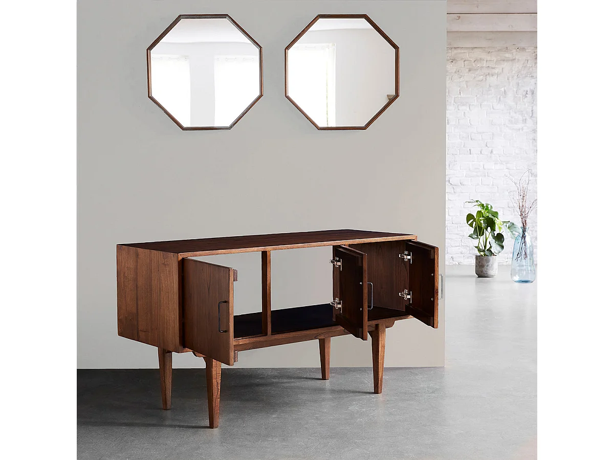 Meuble de salle de bain en mindi massif 135 cm