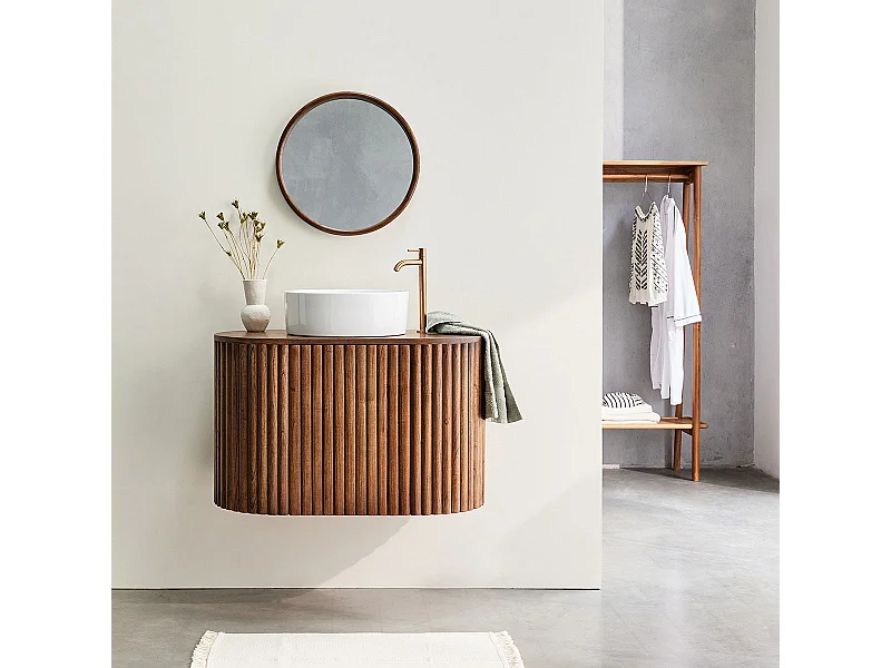 Mobile sotto lavabo sospeso in mindi massello 1 porta