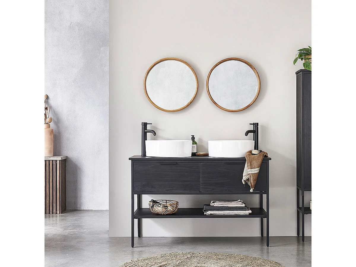 Meuble de salle de bain en bois recyclé et métal 120 cm