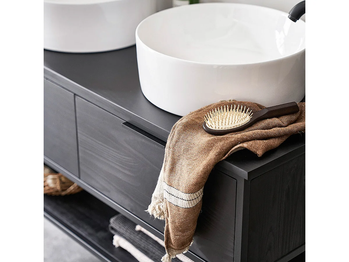 Meuble de salle de bain en bois recyclé et métal 120 cm