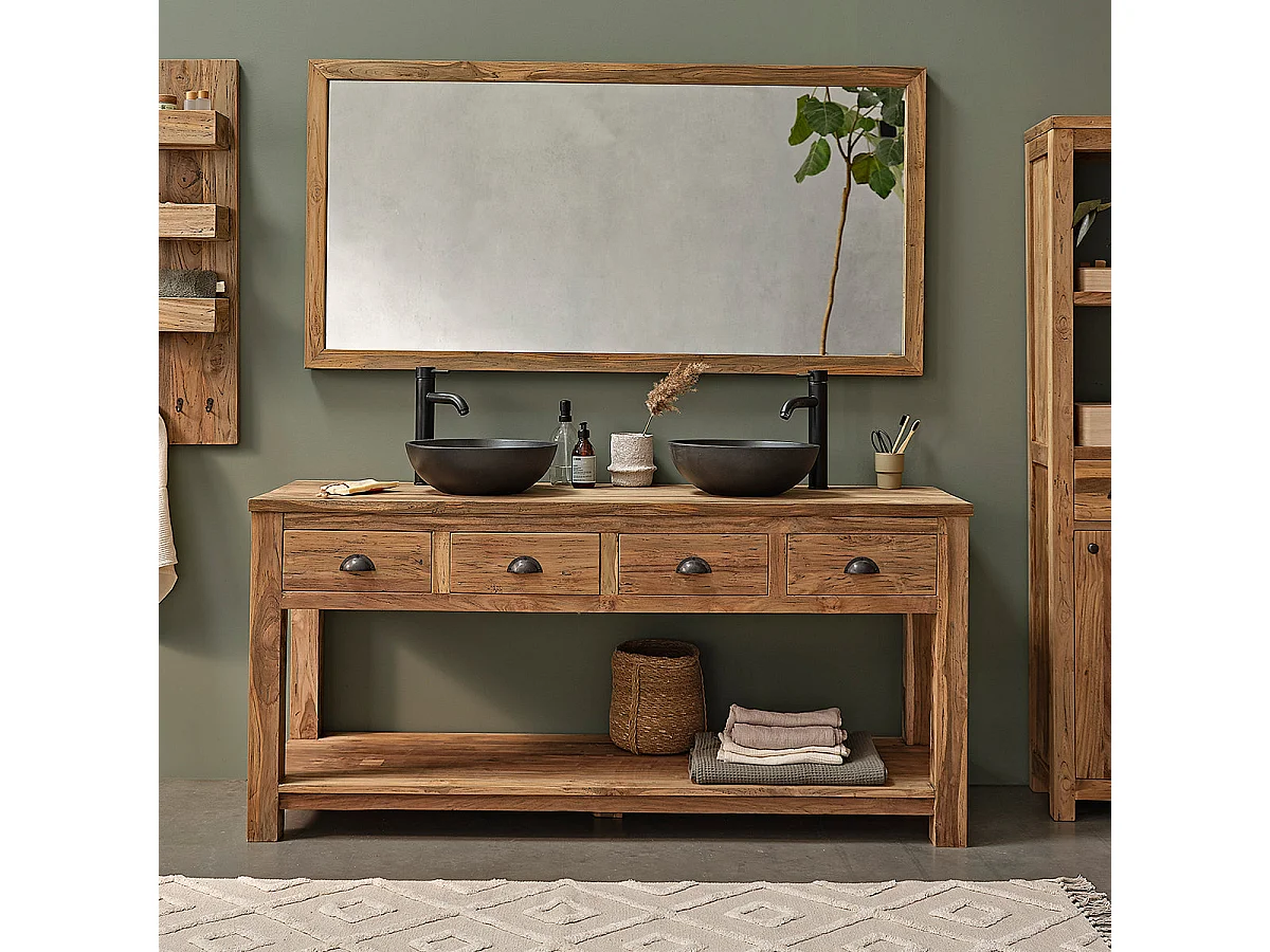 Mobile da bagno in teak riciclato massello 165 cm