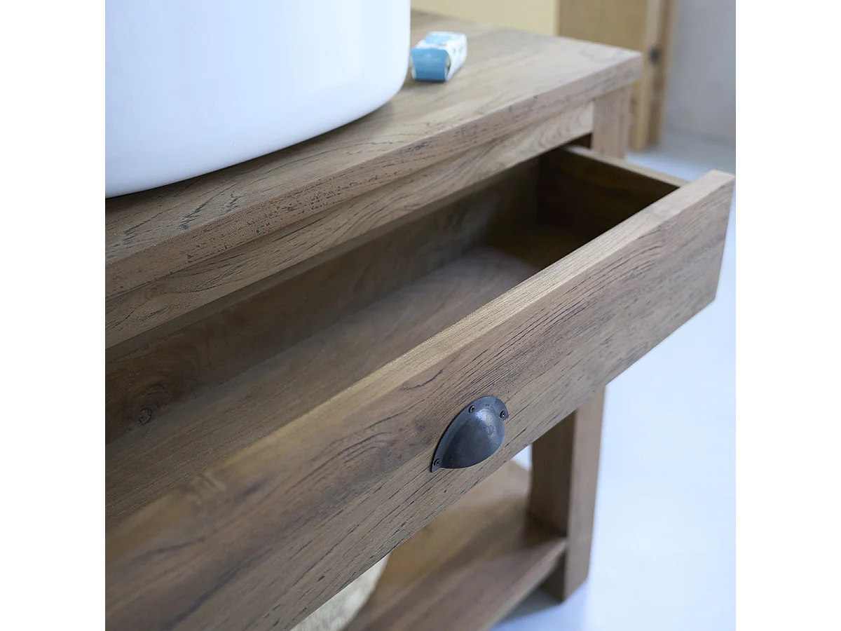 Mobile lavabo 1 cassetto in teak riciclato