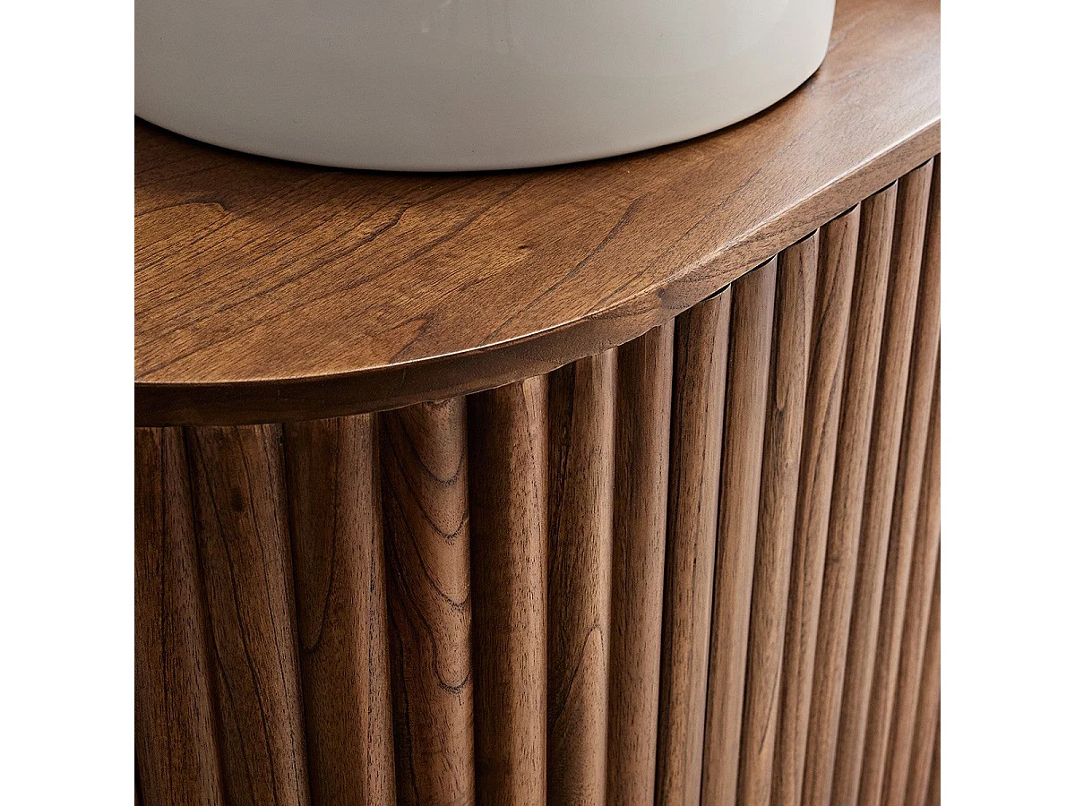 Mueble de baño flotante de madera de mindi maciza de 140 cm