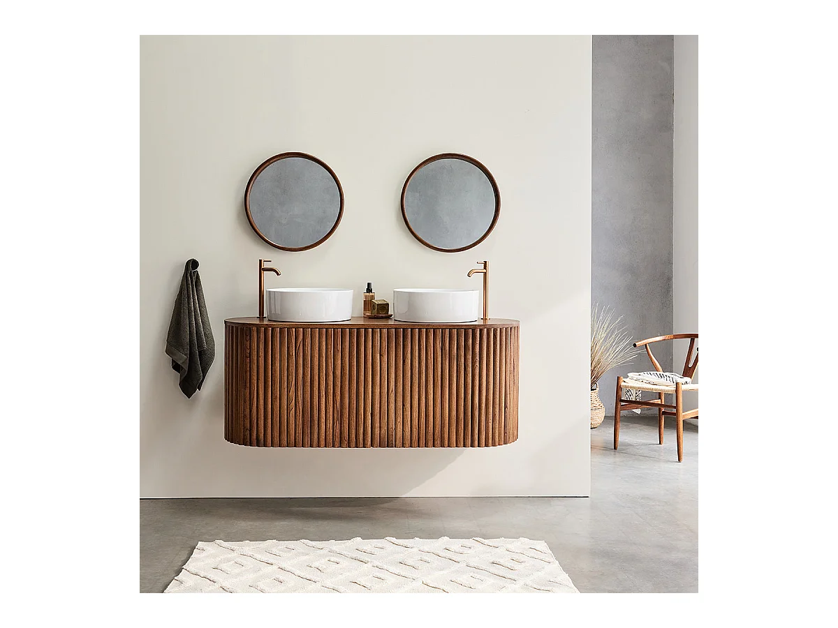 Meuble de salle de bain en mindi massif 140 cm