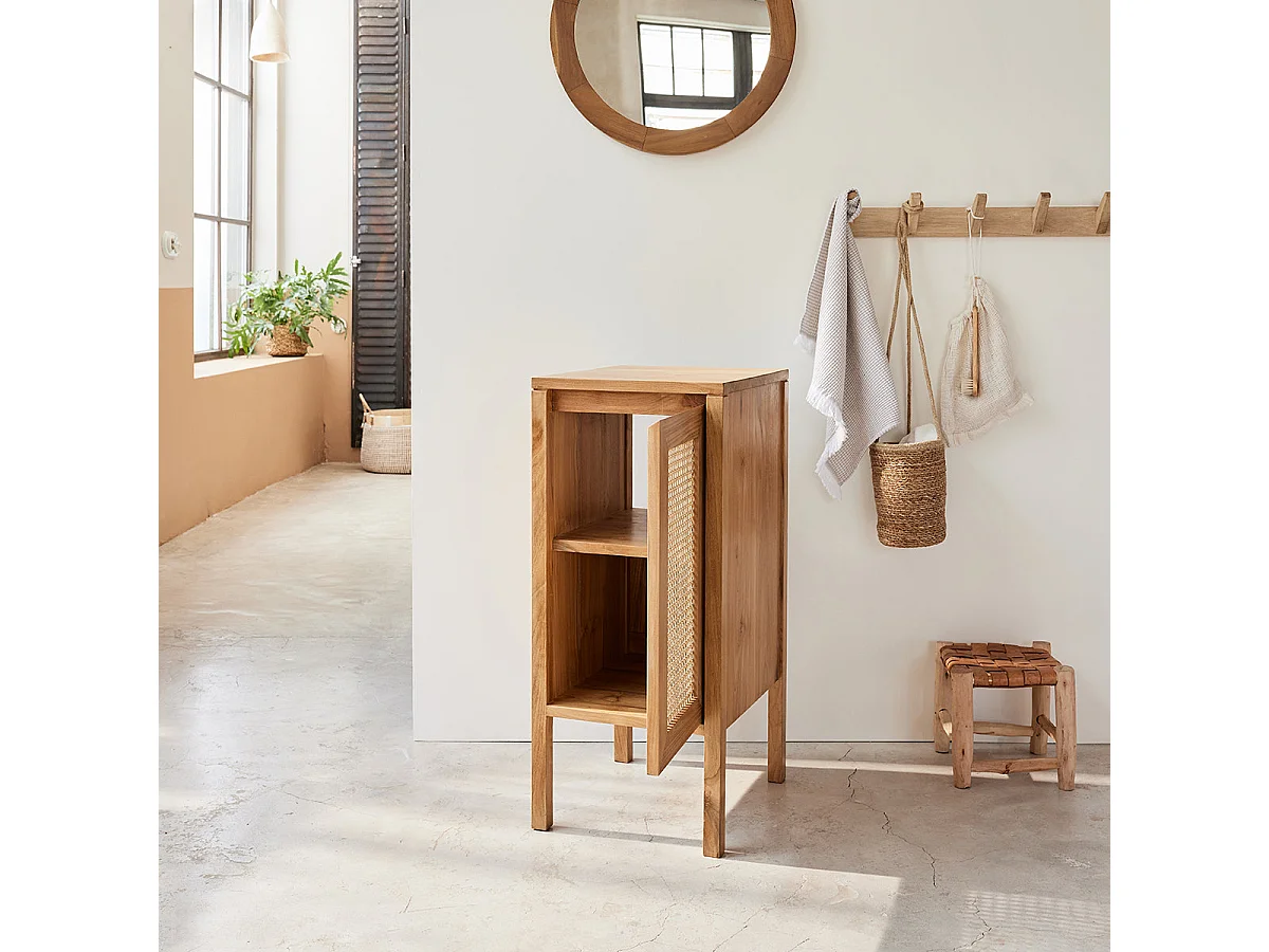 Lavamanos de madera de teca maciza y rejilla de 35 cm