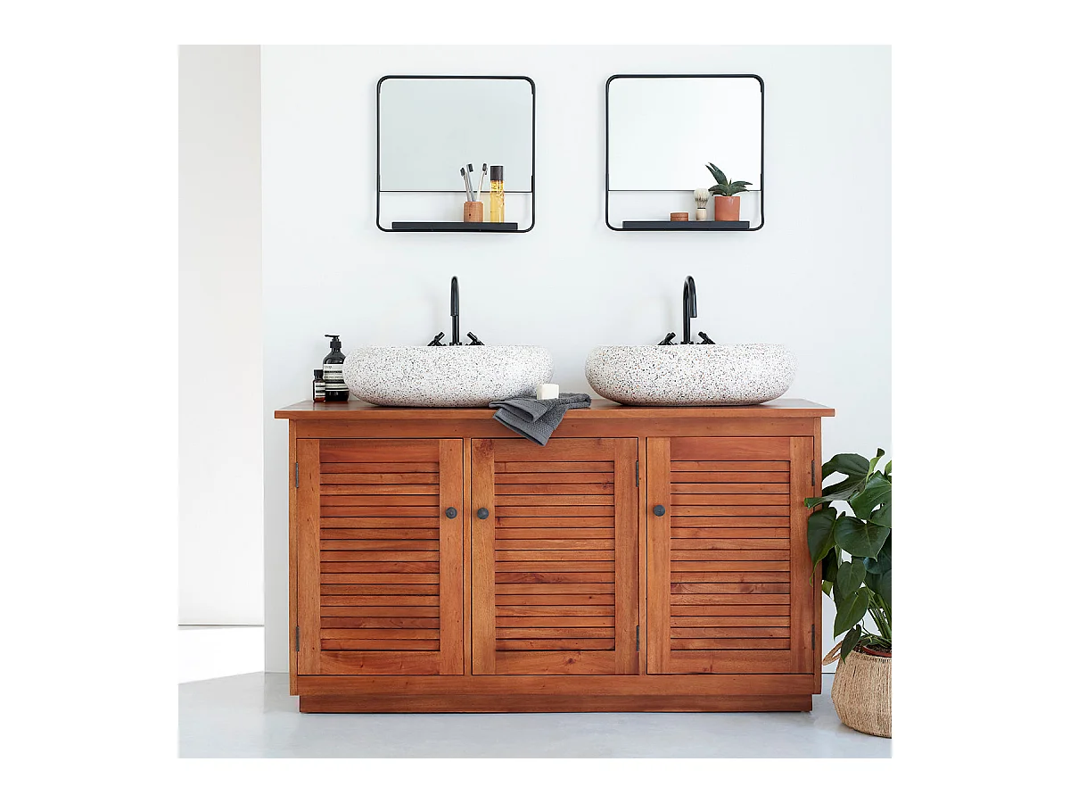 Mobile doppio lavabo in mogano massello da 140 cm