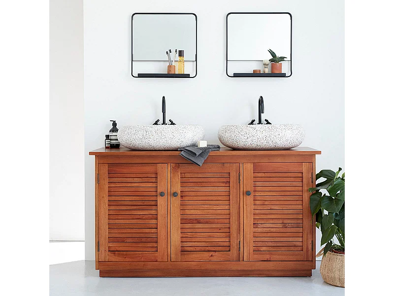 Mobile doppio lavabo in mogano massello da 140 cm