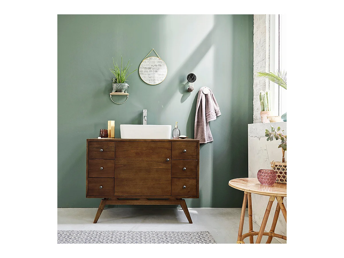 Meuble de salle de bain en mindi massif 100 cm