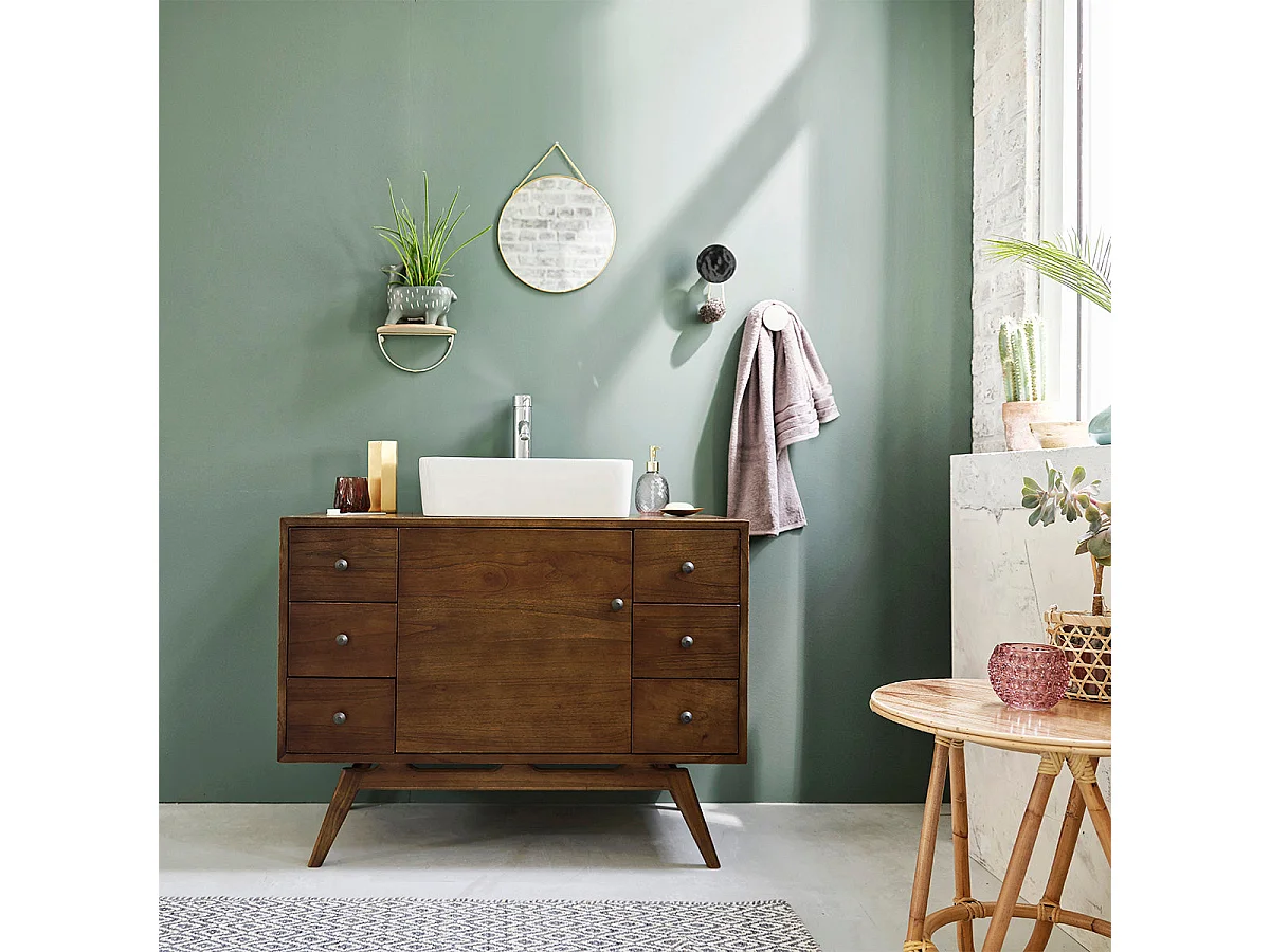 Mueble de lavabo doble de mindi macizo 100 cm
