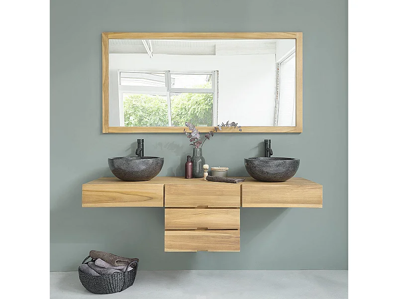 Mobile doppio lavabo in teak massello 160 cm
