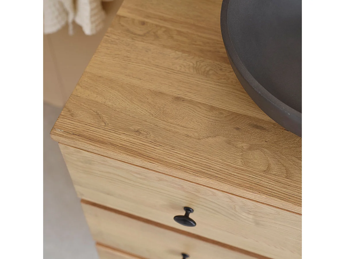 Mobile doppio lavabo sospeso in massello di rovere 140 cm