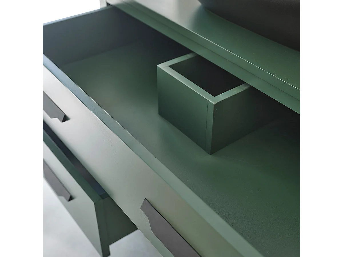 Mobile bagno portalavabo in legno massello di acacia verde 90 cm