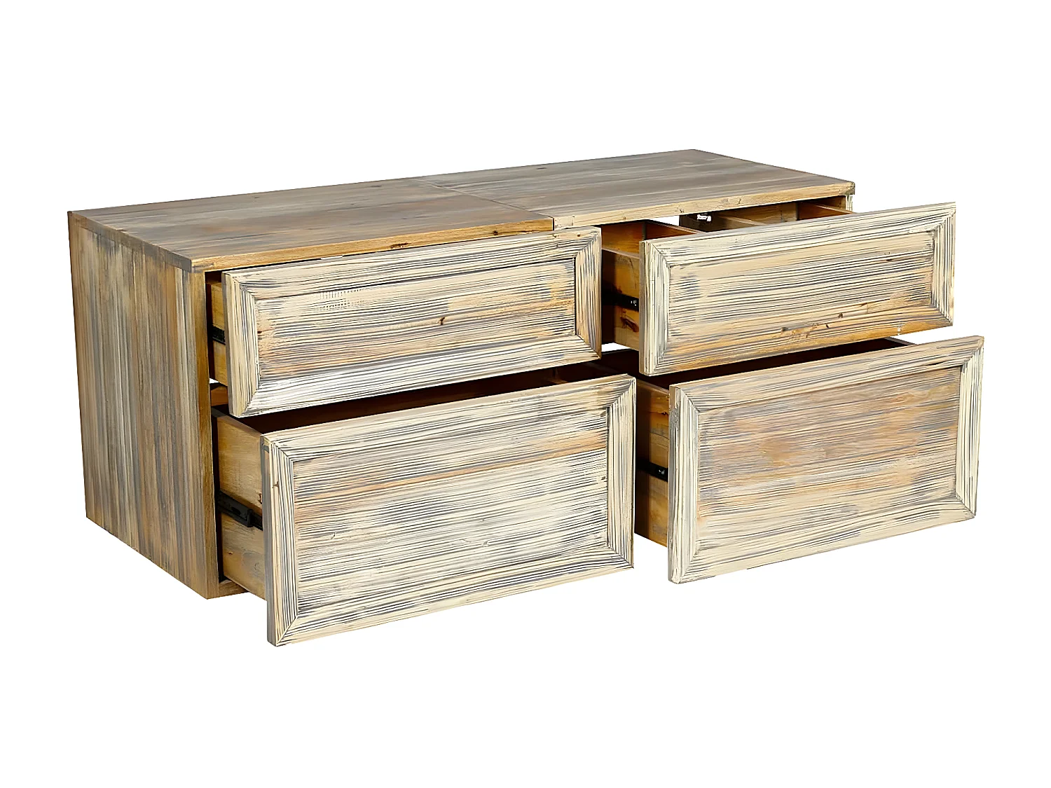 Meuble sous vasque en bois d'hévéa 120 cm
