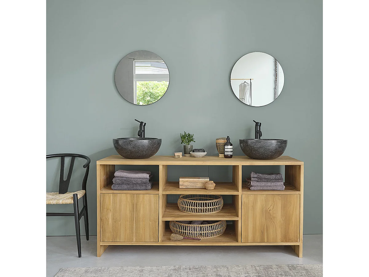 Mobile doppio lavabo in teak massello 160 cm
