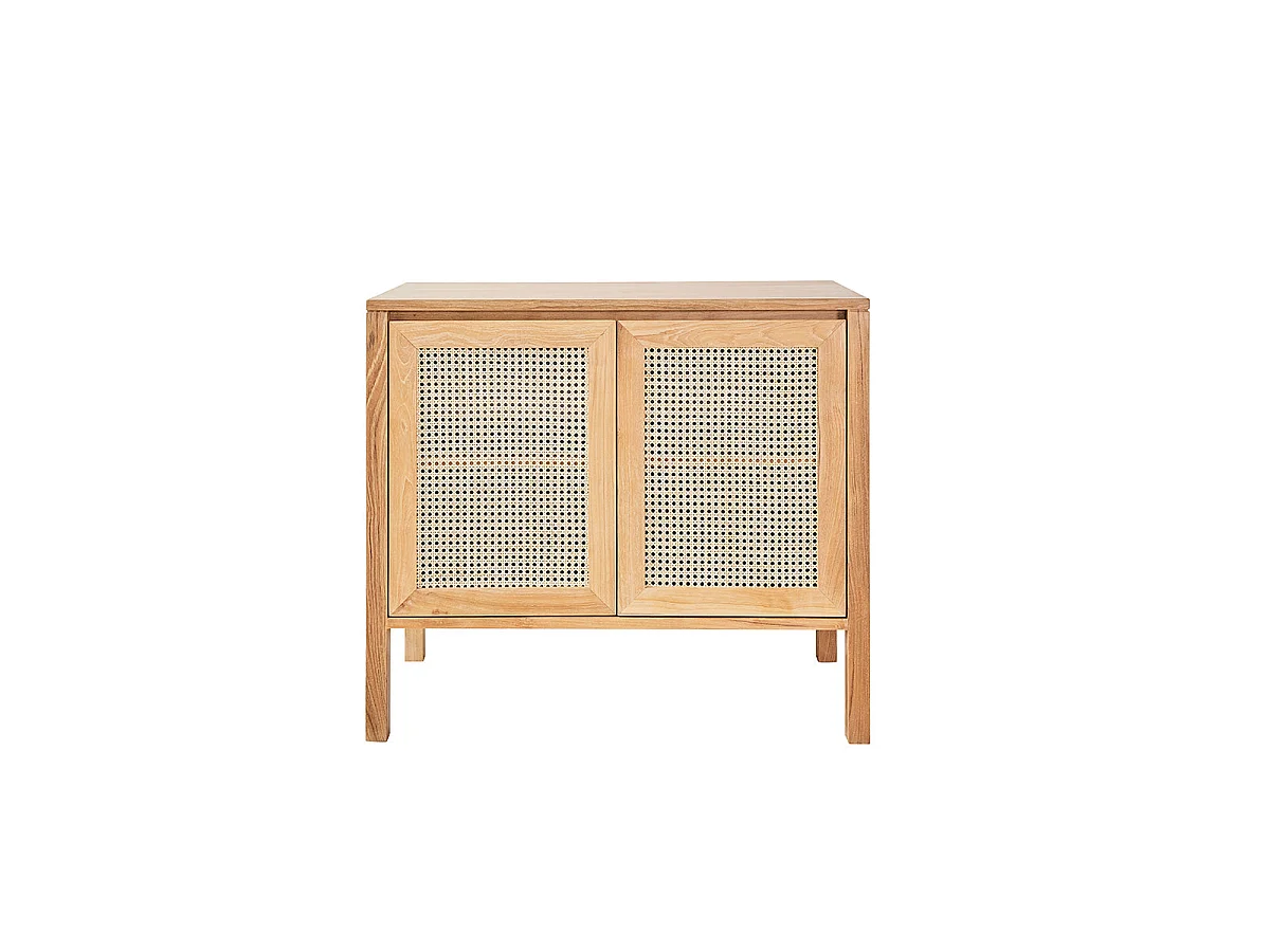 Meuble de salle de bain en teck massif et cannage 90 cm