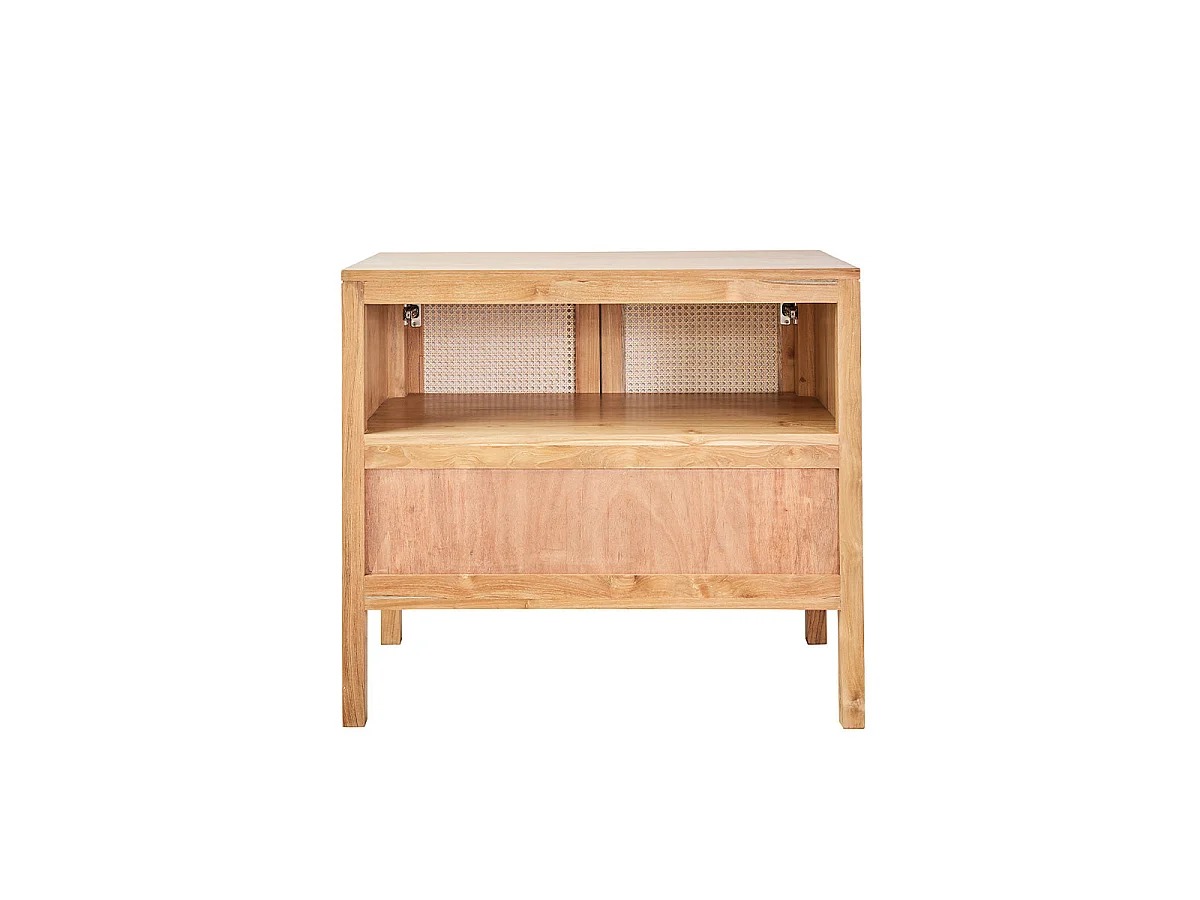 Meuble de salle de bain en teck massif et cannage 90 cm