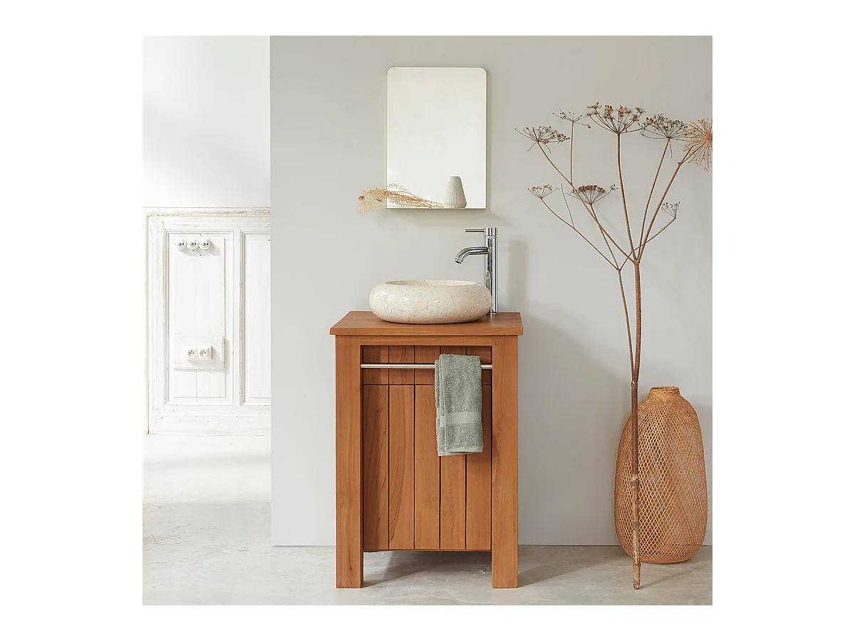 Meuble de salle de bain en teck massif 60 cm