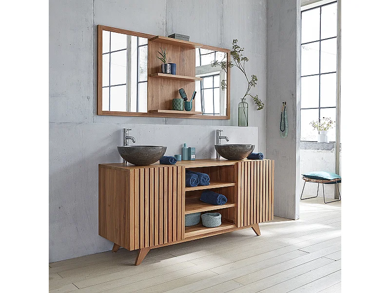 Mueble de baño de madera teca maciza de 160 cm