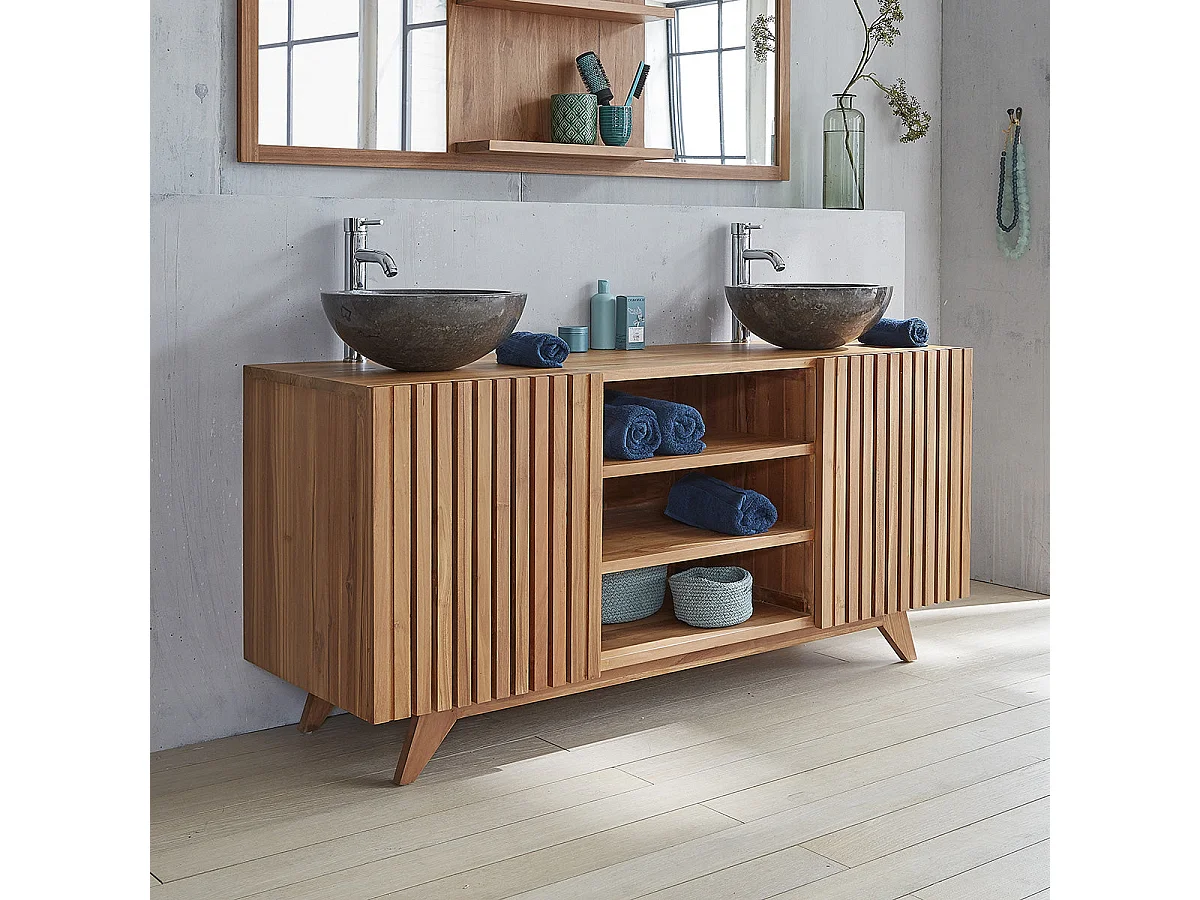 Mueble de baño de madera teca maciza de 160 cm