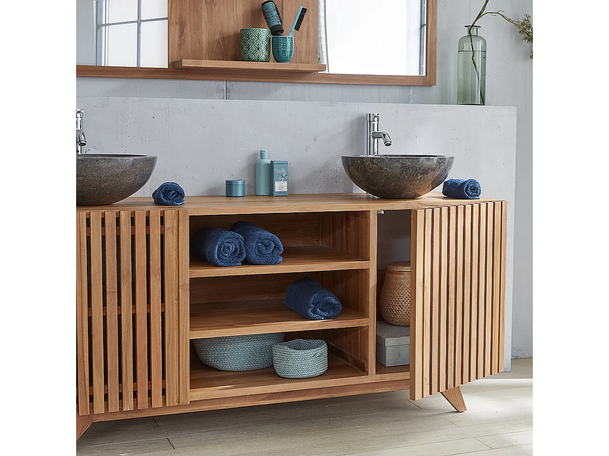 Mueble de baño de madera teca maciza de 160 cm
