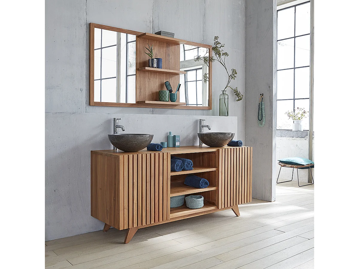 Mueble de baño de madera teca maciza de 160 cm