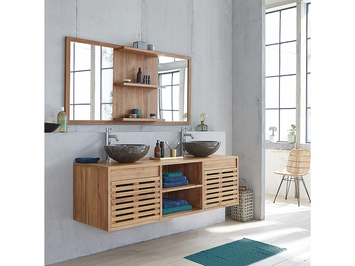 Mueble de baño de madera teca maciza de 160 cm