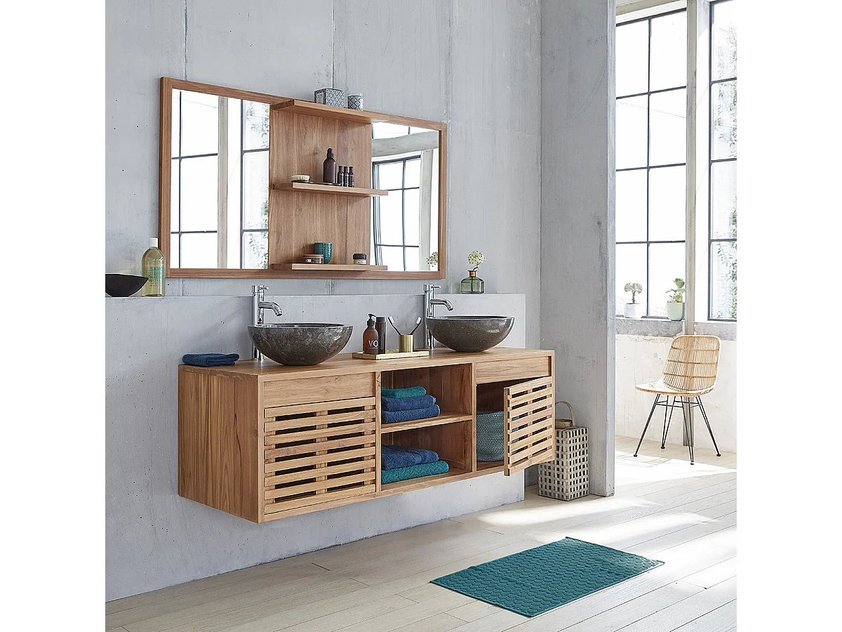 Meuble sous vasque en teck massif 160 cm RIO