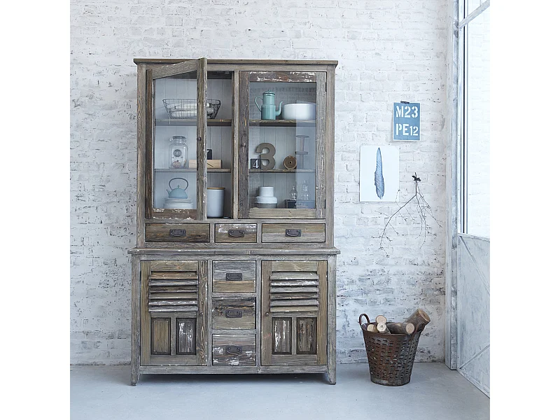 Vaisselier en pin recyclé massif