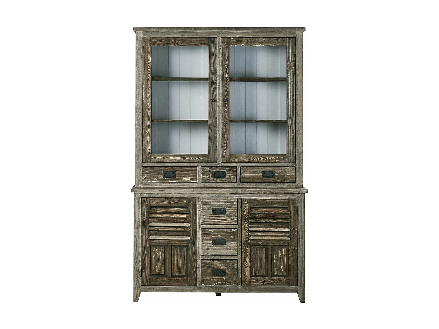 Vajillero de madera de pino reciclada maciza