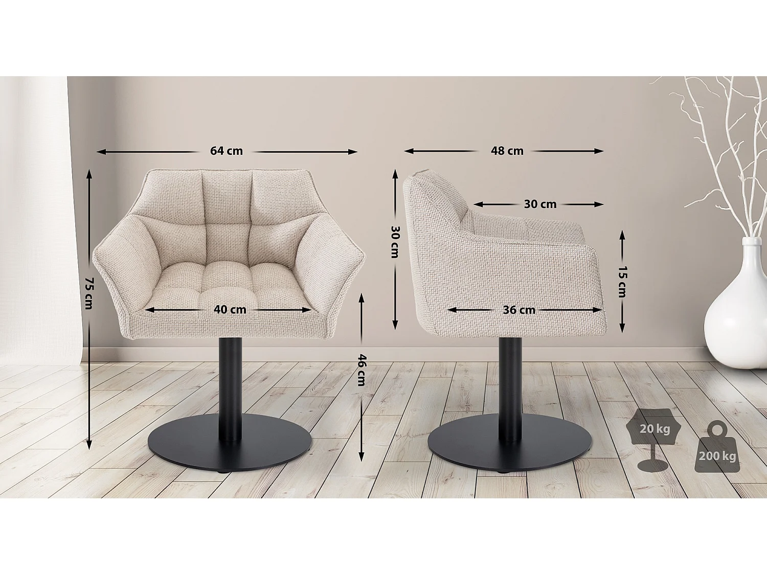 Chaise longue - Tissu - Ivoire - Damaso