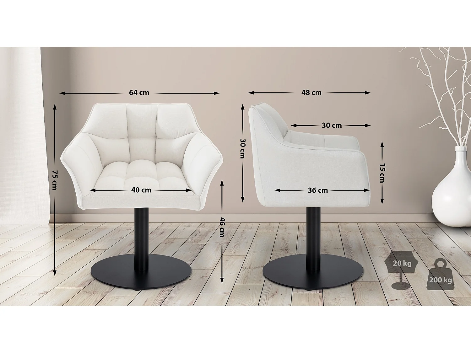 Chaise longue - Tissu - Blanc - Damaso