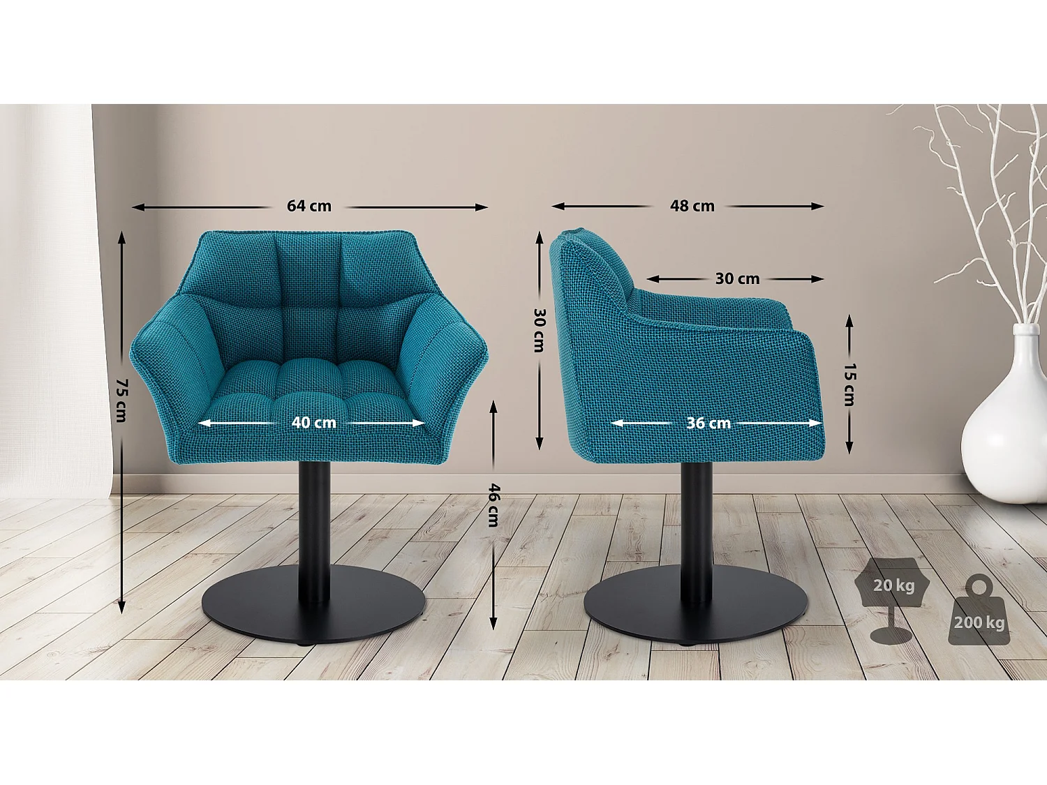 Lounger - Stoff - türkis - Damaso