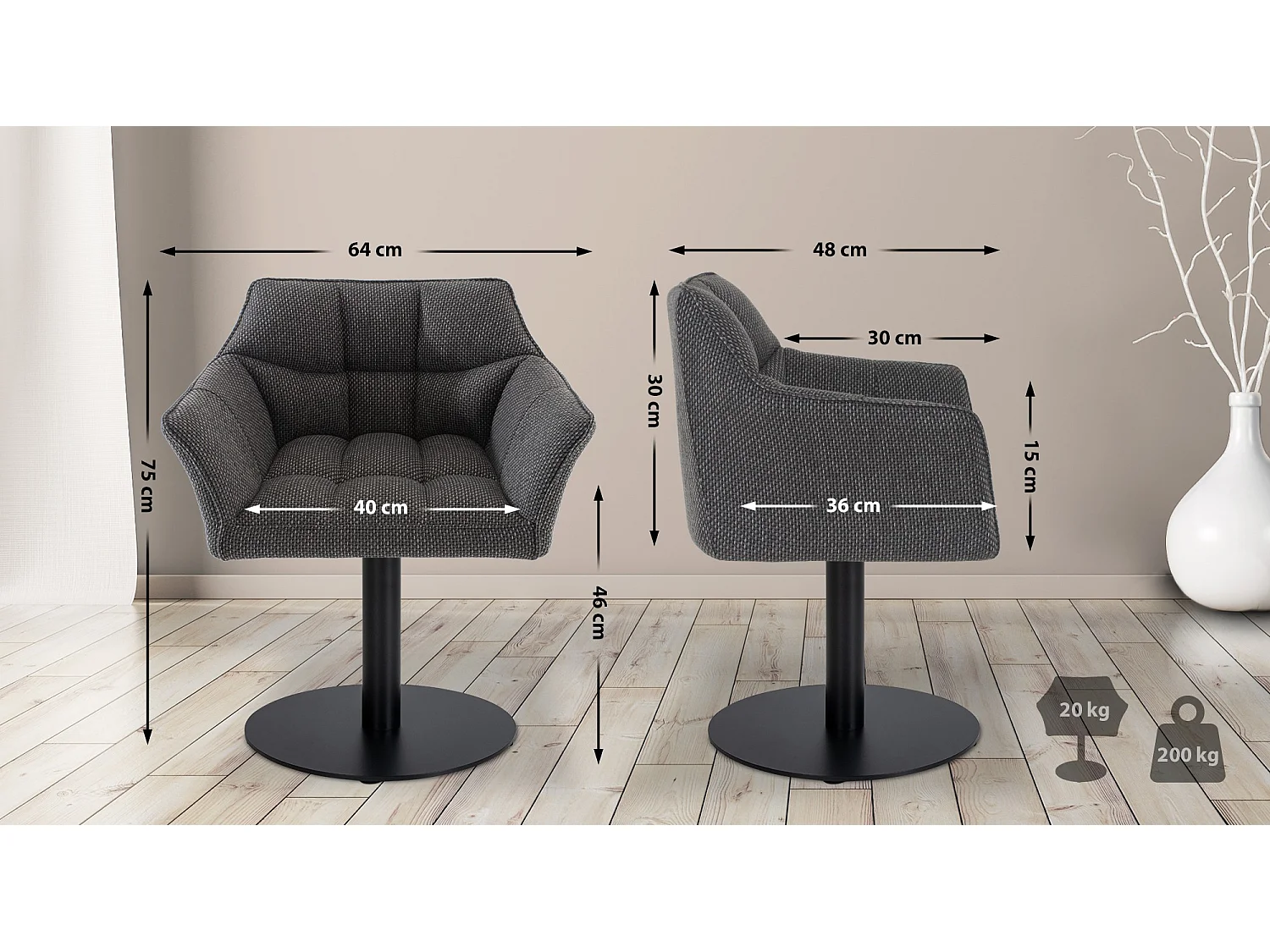 Lounger - Stoff - titangrau - Damaso