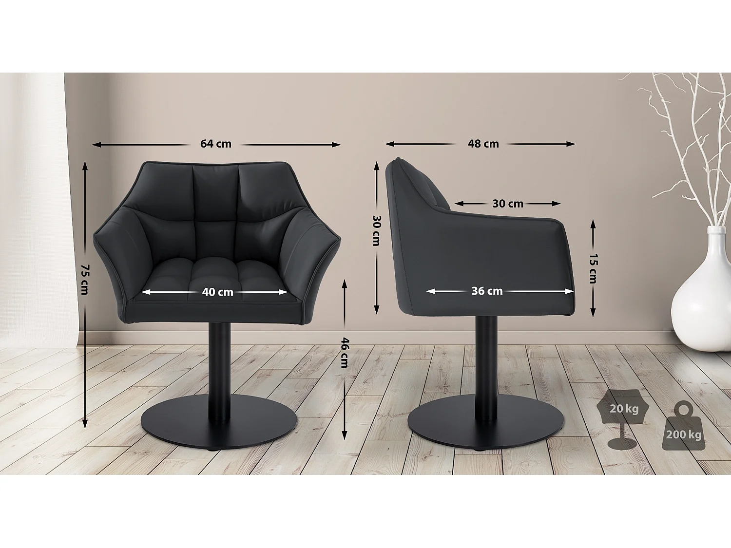 Chaise longue - Similicuir - Noir - Damaso